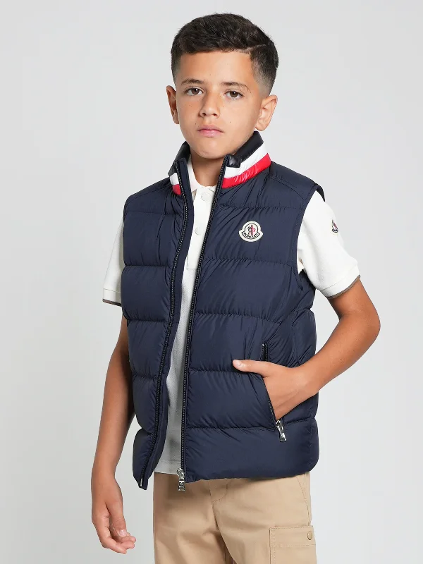 Cozy Fitting Moncler Enfant Boys Down Padded Merab Gilet in Navy