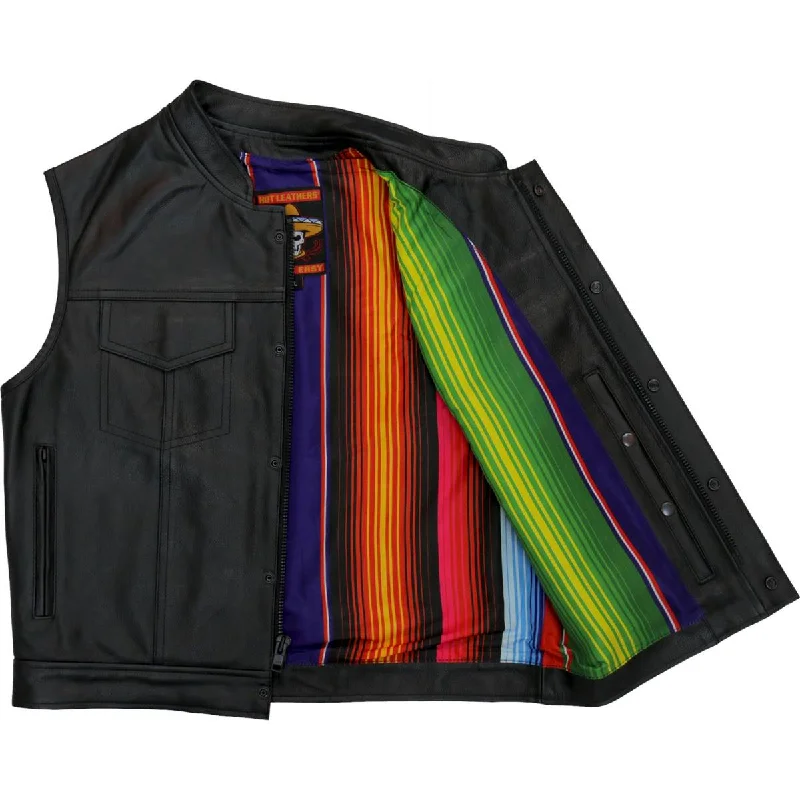 Cozy Vibes Hot Leathers VSM1057 Men’s Black 'Mexican Blanket' Conceal and Carry Leather Vest Cozy Vibes Hot Leathers VSM1057 Men’s Black 'Mexican Blanket' Conceal and Carry Leather Vest