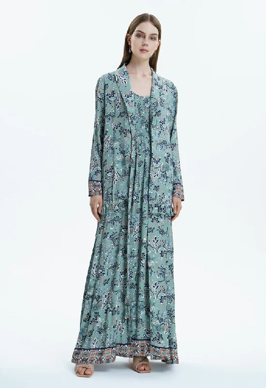 Classic Retro Forest Green Formal Maxi Abaya
