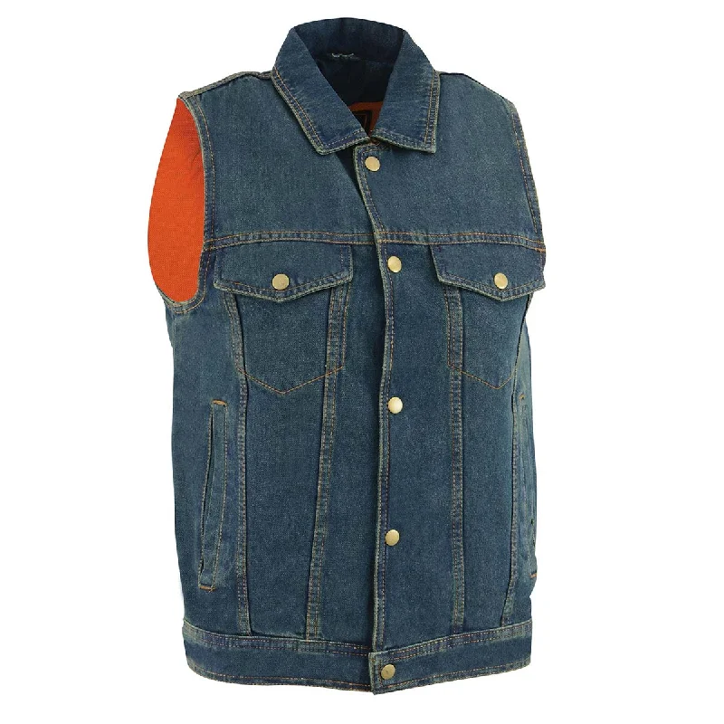 Comfortable Sweaters Milwaukee Leather DM1331 Men's Blue Denim Motorcycle Biker Riders Vest with Shirt Style Collar Comfortable Sweaters Milwaukee Leather DM1331 Men's Blue Denim Motorcycle Biker Riders Vest with Shirt Style Collar