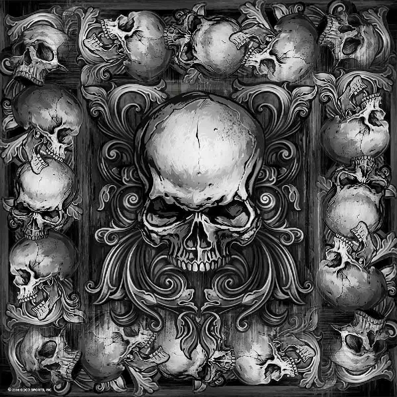 French Retro Hot Leathers BAB1093 Over Shoulder Skulls Bandana