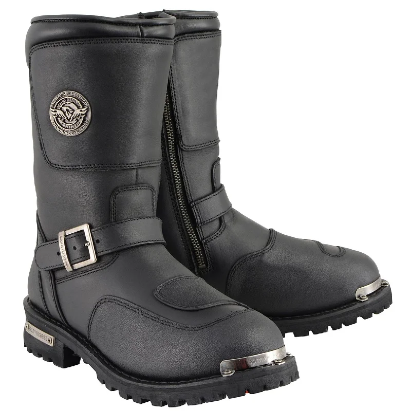 Easy Chic Milwaukee Leather Men's Black Leather Classic Engineer Motorcycle Boots w/ Reflective Piping & Gear Shift Protection MBM9070 Easy Chic Milwaukee Leather Men's Black Leather Classic Engineer Motorcycle Boots w/ Reflective Piping & Gear Shift Protection MBM9070