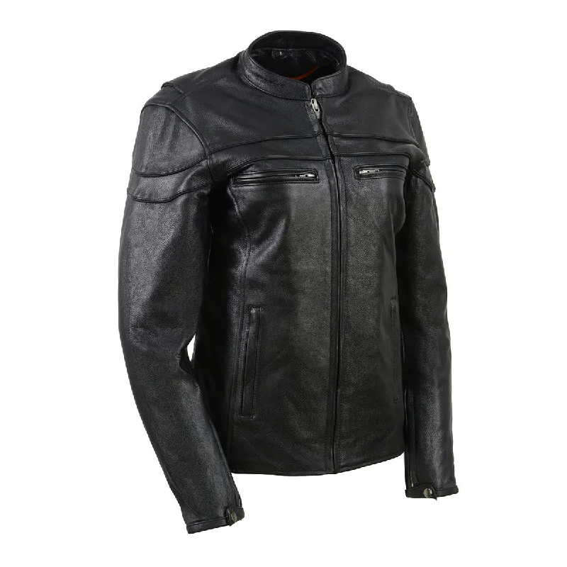 Fashion Must-have Milwaukee Leather SH8011 Women's Black Leather Sporty Scooter Crossover Biker Jacket Fashion Must-have Milwaukee Leather SH8011 Women's Black Leather Sporty Scooter Crossover Biker Jacket