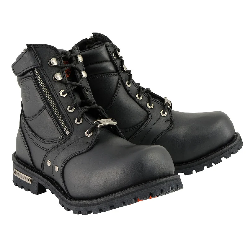 Soft Layers Milwaukee Leather Men's Black Leather 6-inch Lace-Up Motorcycle Biker Rider Boots w/ Zipper Closure MBM9050 Soft Layers Milwaukee Leather Men's Black Leather 6-inch Lace-Up Motorcycle Biker Rider Boots w/ Zipper Closure MBM9050