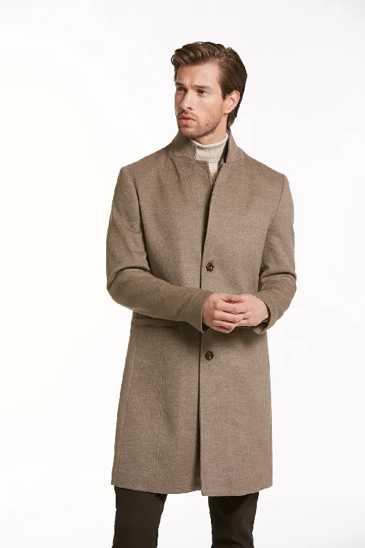 High-end Fashion Slim Fit Cachet Notch Lapel Mink Overcoat