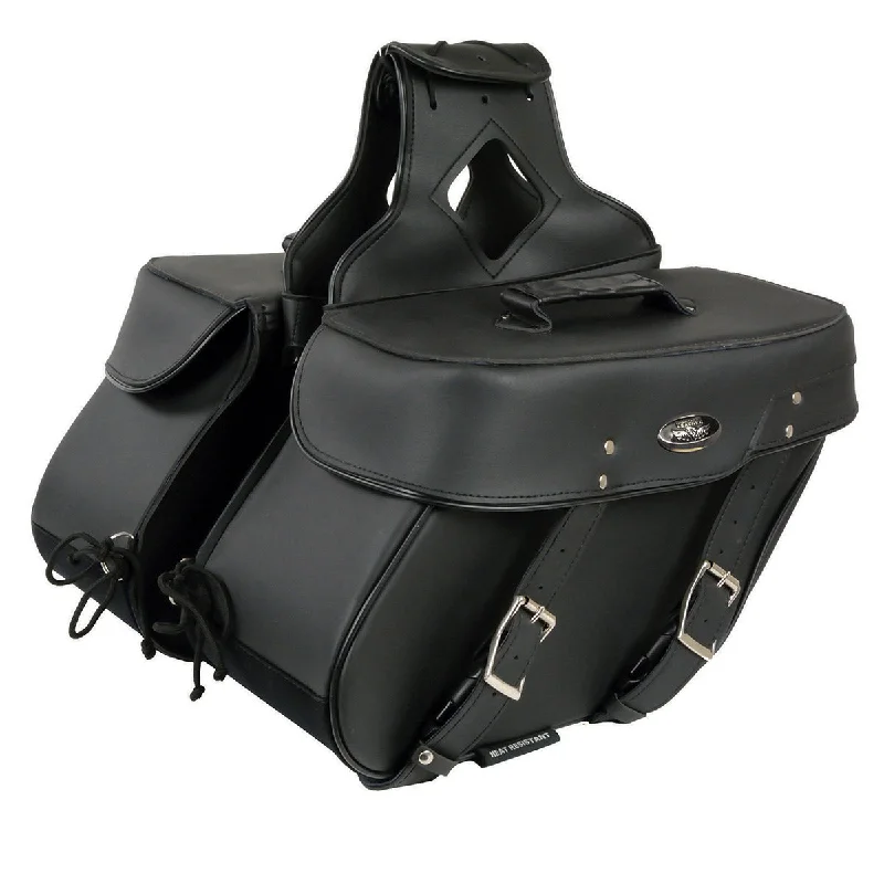 Bottom And Versatile Milwaukee Leather SH592ZB Black Zip-Off PVC Throw Over Slanted Saddle Bag Bottom And Versatile Milwaukee Leather SH592ZB Black Zip-Off PVC Throw Over Slanted Saddle Bag