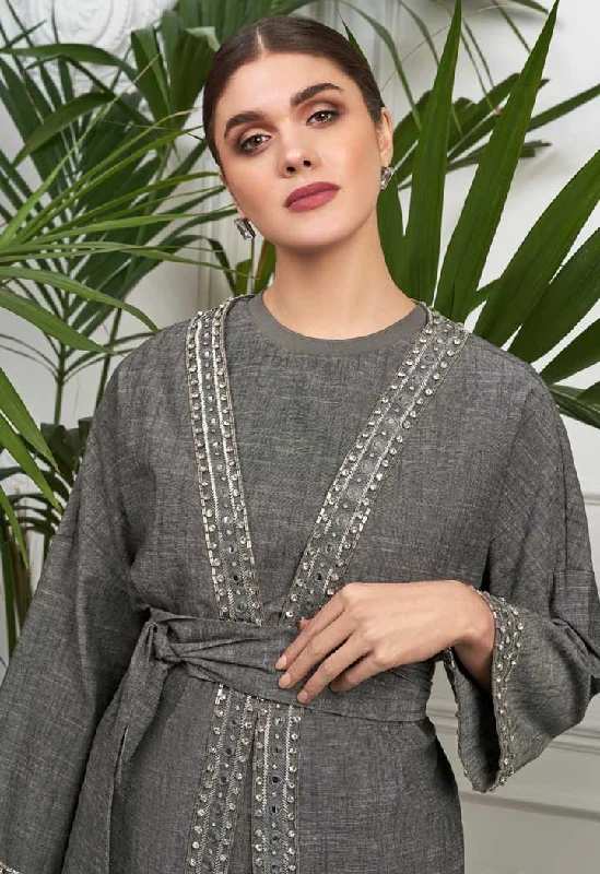 Easy-to-Wear Studded Grey Outer