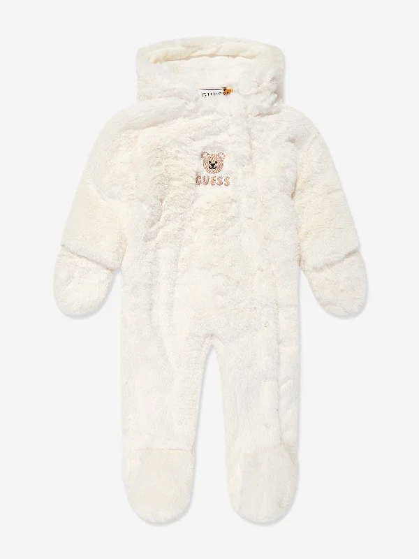 Classic Comfort Guess Baby Faux Fur Snowsuit in Ivory