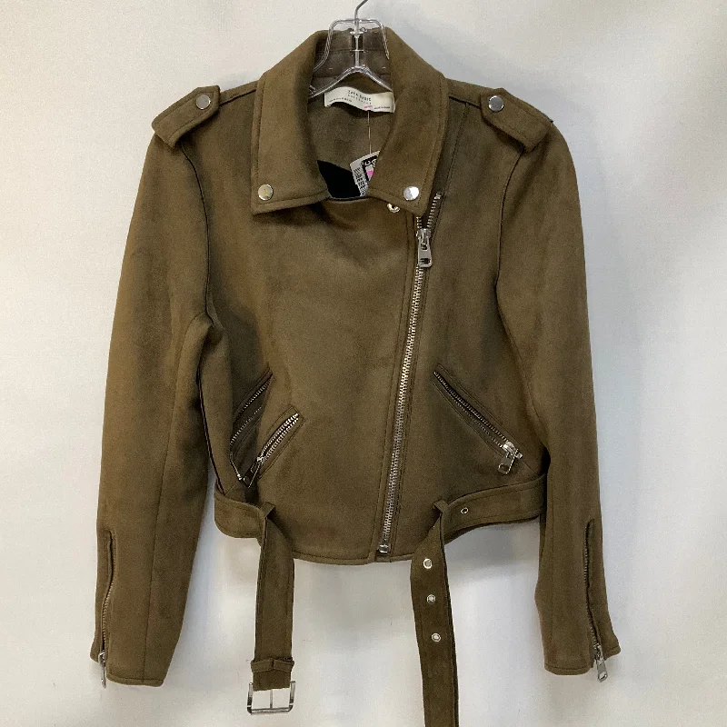 Comfortable And Simple Jacket Moto By Zara Basic In Brown, Size: M