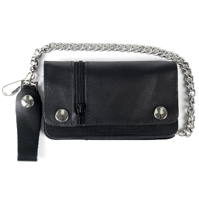Outdoor Trend Hot Leathers WLC1003 5 Pocket Leather Bi-Fold Wallet with Zipper
