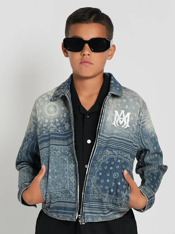 Artistic Temperament Amiri Kids MA Bandana Zip Jacket in Blue