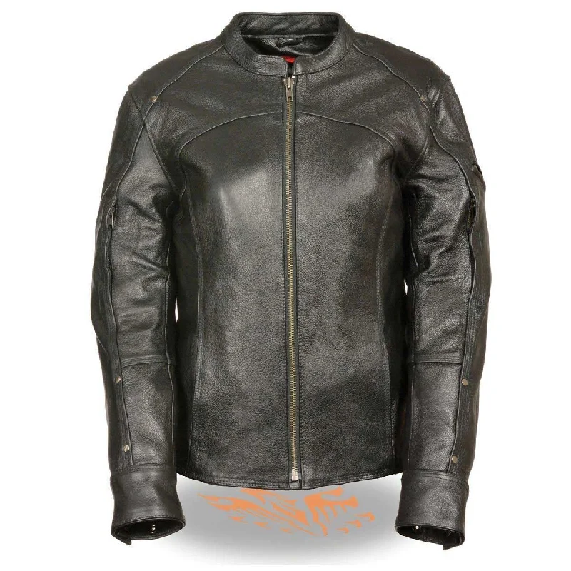 Simple Elegance Milwaukee Leather SH1924 Women's Black 3/4 Length Vented Leather Jacket Simple Elegance Milwaukee Leather SH1924 Women's Black 3/4 Length Vented Leather Jacket