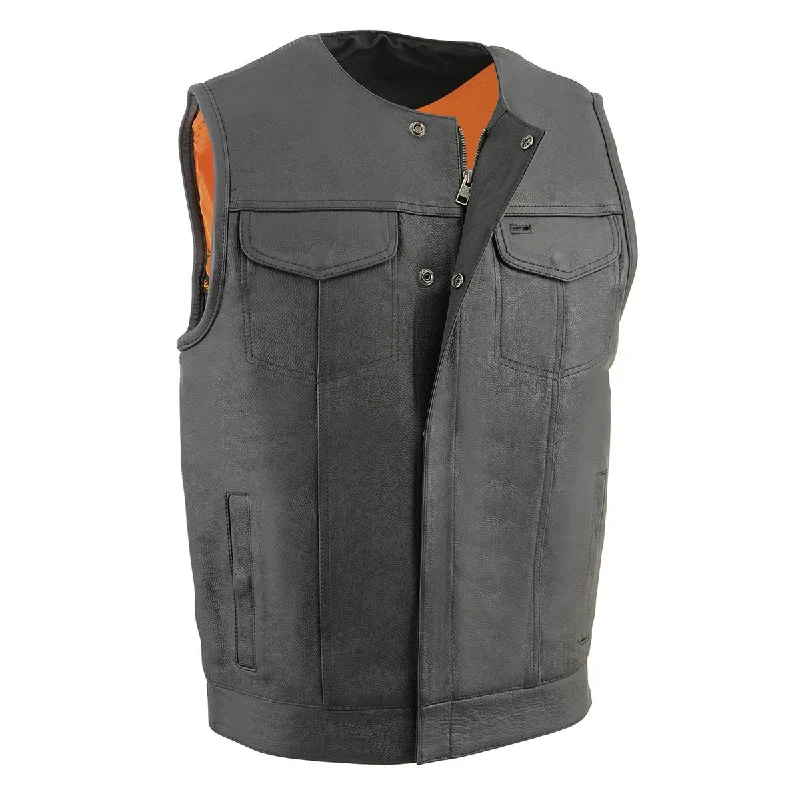 High-quality Styles Milwaukee Leather MLM3515 Men's Black Cool-Tec Premium Leather Vest - Club Style Collarless Motorcycle Rider Vest High-quality Styles Milwaukee Leather MLM3515 Men's Black Cool-Tec Premium Leather Vest - Club Style Collarless Motorcycle Rider Vest