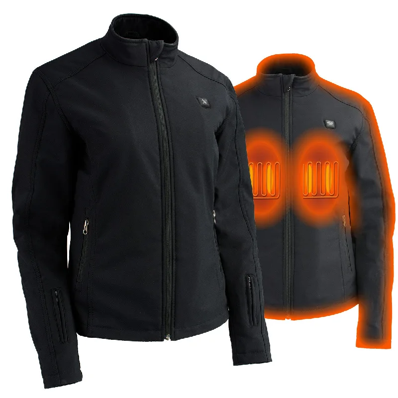 Soft Touch Nexgen Heat NXL2760SET Women's Black 'Heated' Soft Shell Jacket Front Zipper - Warming Jacket for Hiking Riding w/ Battery Soft Touch Nexgen Heat NXL2760SET Women's Black 'Heated' Soft Shell Jacket Front Zipper - Warming Jacket for Hiking Riding w/ Battery