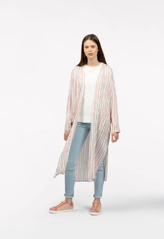 Exquisite Tailoring Maxi Stripe Kimono
