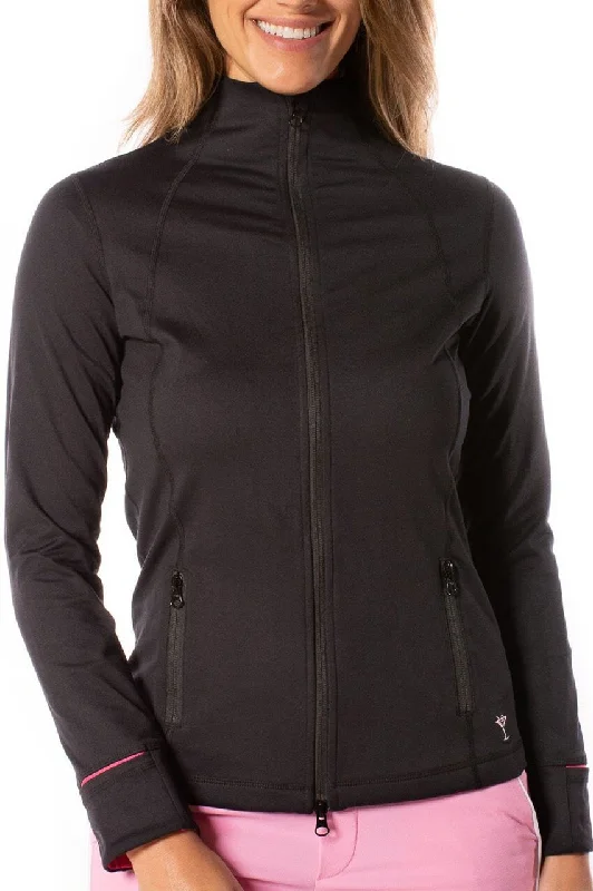Elegant Temperament Black/Hot Pink Double-Zip Sport Jacket