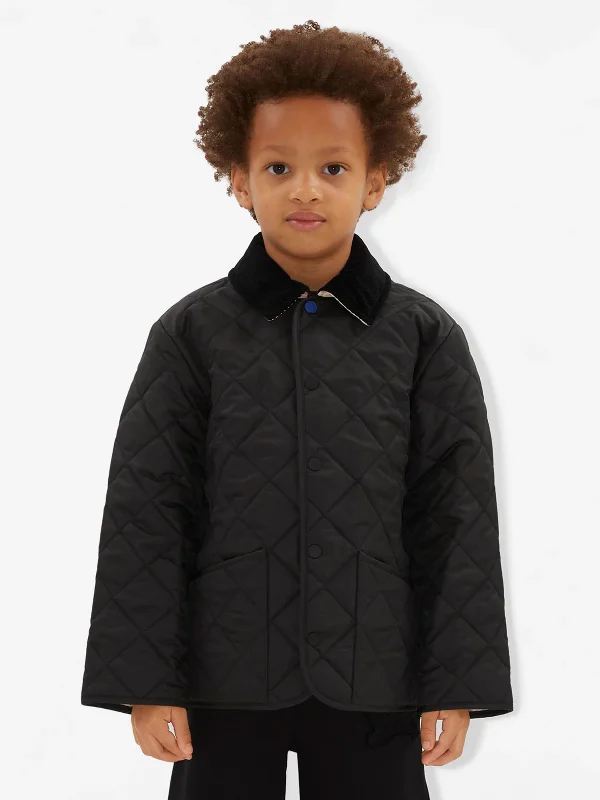 Everyday Outfits Burberry Boys Indy Quilted Jacket in Black