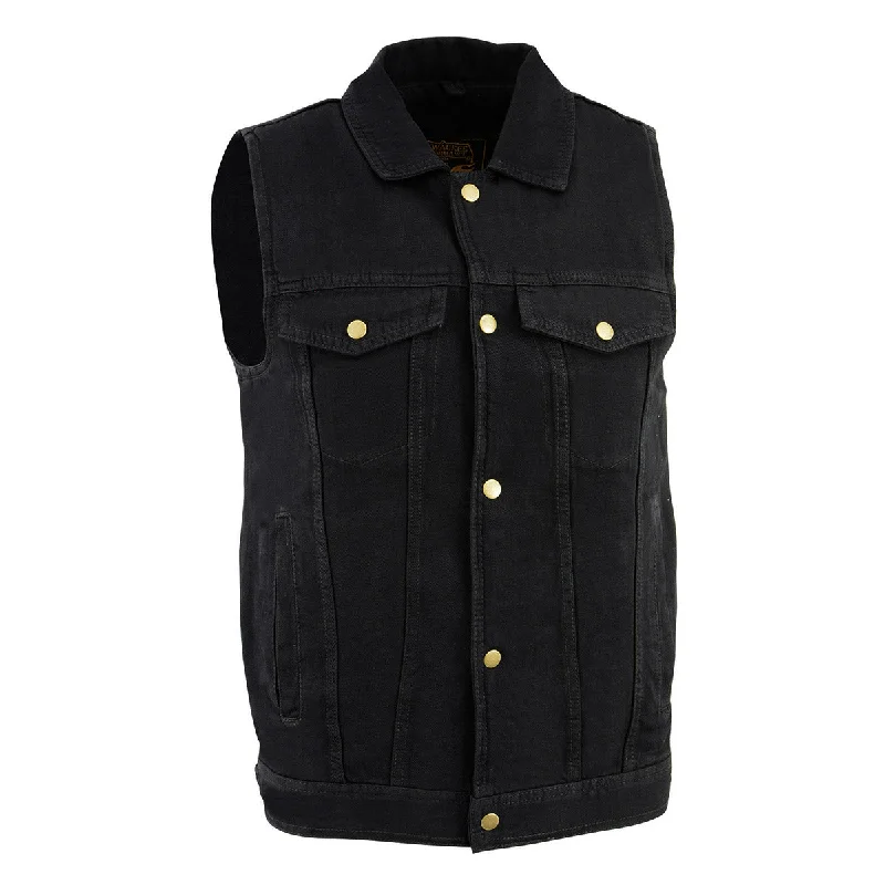 Comfortable Fashion Milwaukee Leather DM1331 Men's Black Denim Motorcycle Biker Riders Vest with Shirt Style Collar Comfortable Fashion Milwaukee Leather DM1331 Men's Black Denim Motorcycle Biker Riders Vest with Shirt Style Collar
