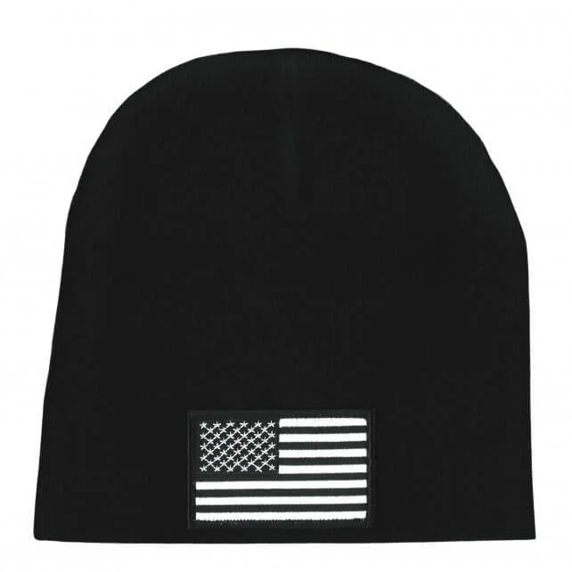 Cozy Essentials Hot Leathers KHB5002 Black and White American Flag Knit Hat