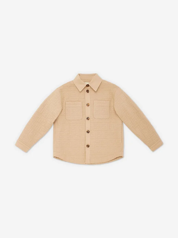 Basic Version Fendi Kids FF Quilted Jacket in Beige