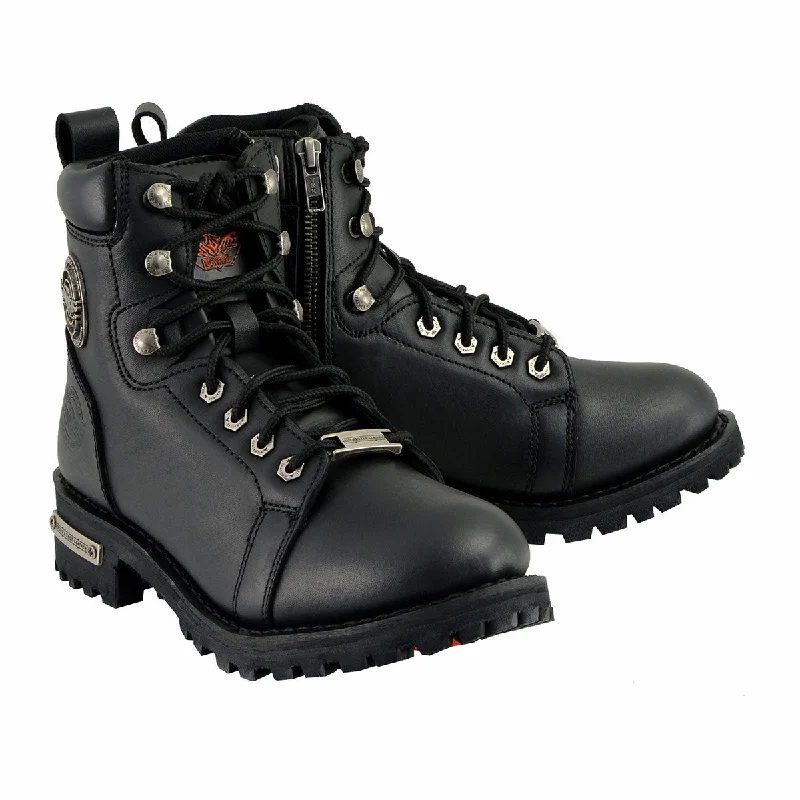Comfy Dress Milwaukee Leather MBL200 Women's Black Leather Lace-Up Motorcycle RiderBoots w/Side Zipper Comfy Dress Milwaukee Leather MBL200 Women's Black Leather Lace-Up Motorcycle RiderBoots w/Side Zipper