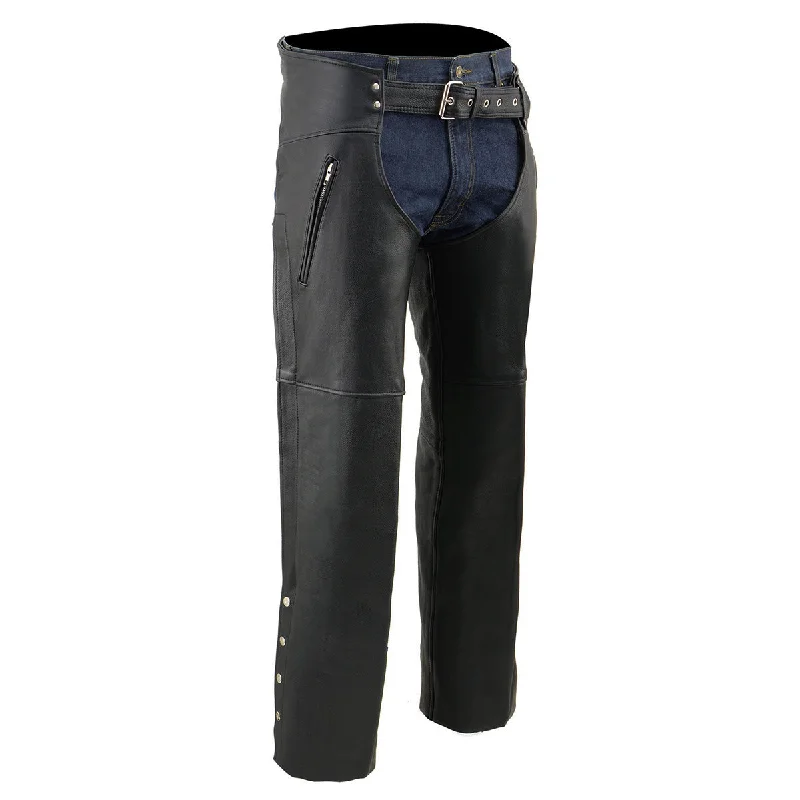 Simple Style Milwaukee Leather Men's Black Premium Leather Motorcycle Rider Chaps w/ Thigh Pocket and Mesh Liner-ML1190 Simple Style Milwaukee Leather Men's Black Premium Leather Motorcycle Rider Chaps w/ Thigh Pocket and Mesh Liner-ML1190