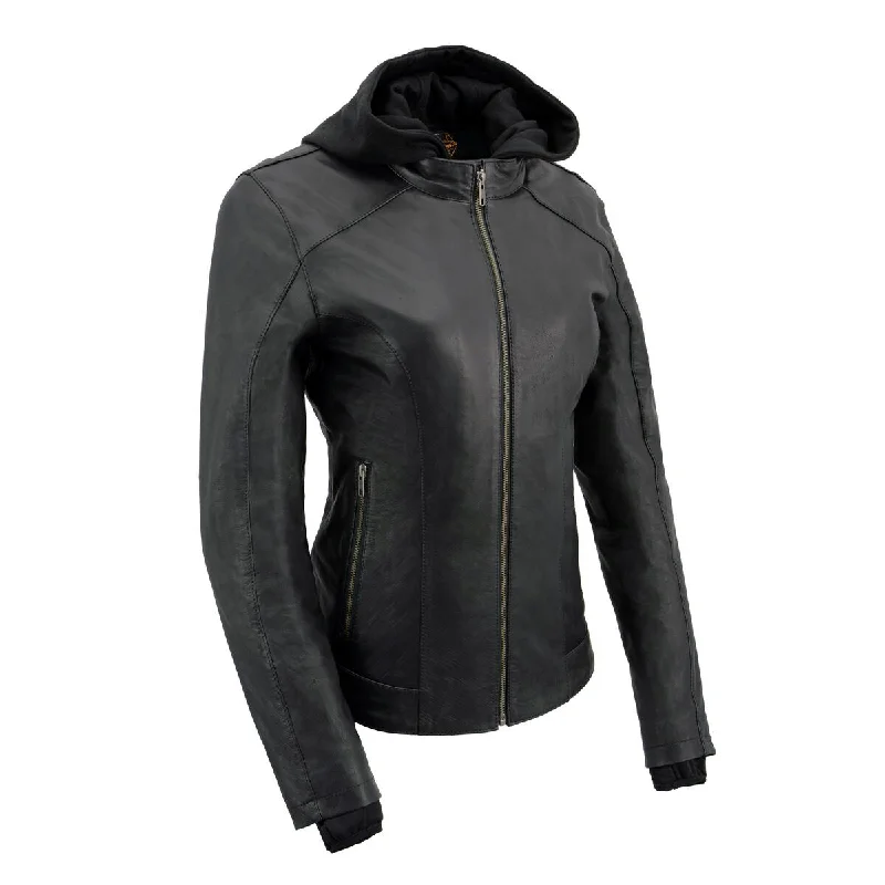Romantic And Fresh Milwaukee Leather MLL2546 Women's Purple Winged ‘Scuba’ Leather Jacket with Hoodie Romantic And Fresh Milwaukee Leather MLL2546 Women's Purple Winged ‘Scuba’ Leather Jacket with Hoodie