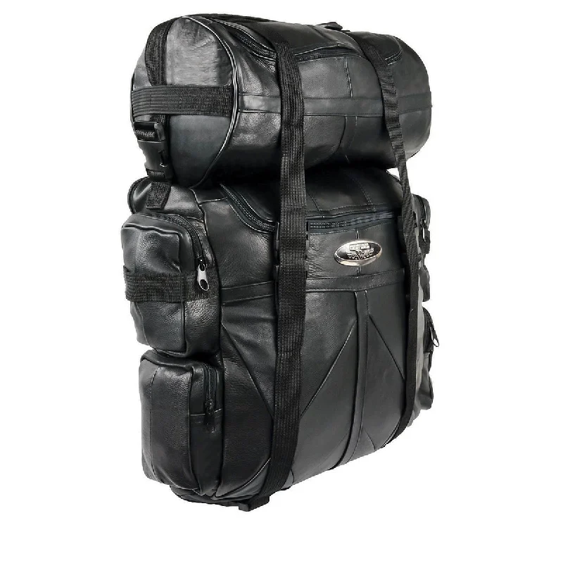 High-quality Fabrics Milwaukee Leather SH537 Large Black Motorcycle Large Leather Deluxe Sissy Bar Pack High-quality Fabrics Milwaukee Leather SH537 Large Black Motorcycle Large Leather Deluxe Sissy Bar Pack