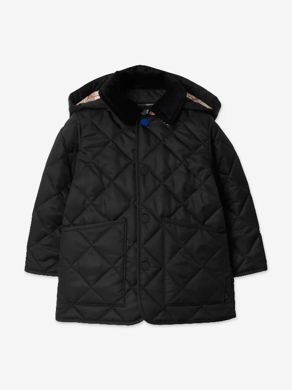 Light Fit Burberry Baby Boys Mini Rowan Quilted Jacket in Black