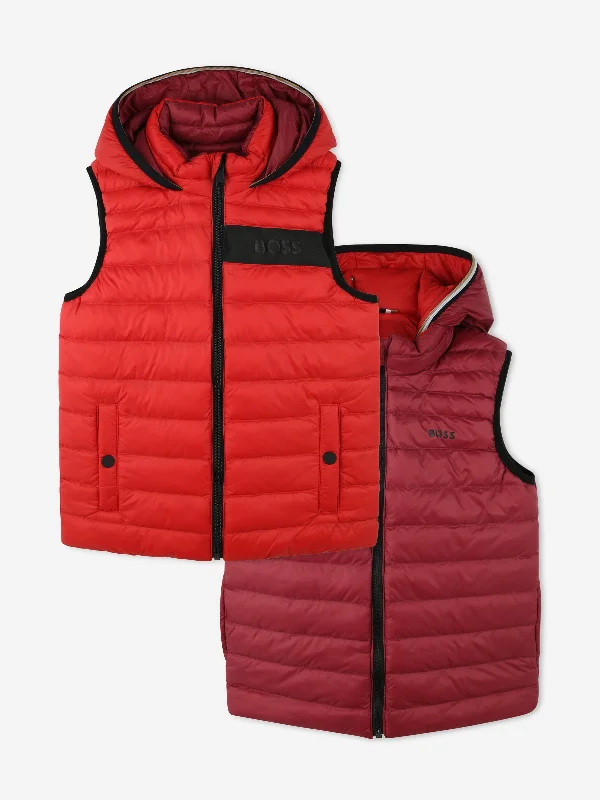 Chic Lounge BOSS Boys Reversible Gilet in Red