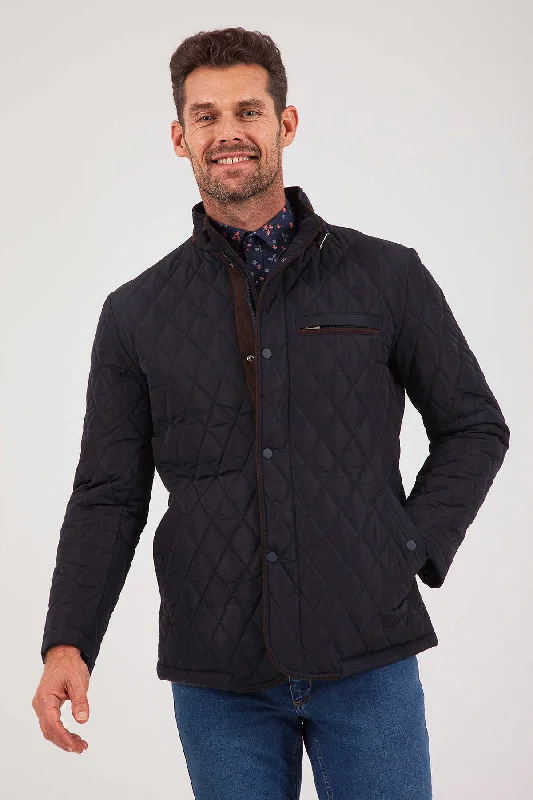 Carefree Slim Fit Notch Lapel Nebraska Navy Overcoat, Navy