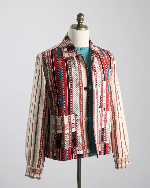 Layered Comfort Handloom Cotton & Wool Striped 'Bodhi' Shirt Jacket