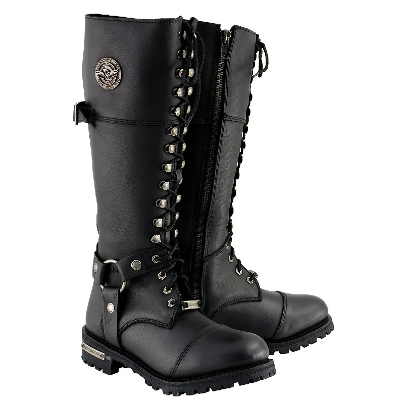 Timeless Style Milwaukee Leather MBL9390 Women’s Black 16-inch Lace-Up Front Cap Toe Motorcycle Riding Leather Boots Timeless Style Milwaukee Leather MBL9390 Women’s Black 16-inch Lace-Up Front Cap Toe Motorcycle Riding Leather Boots