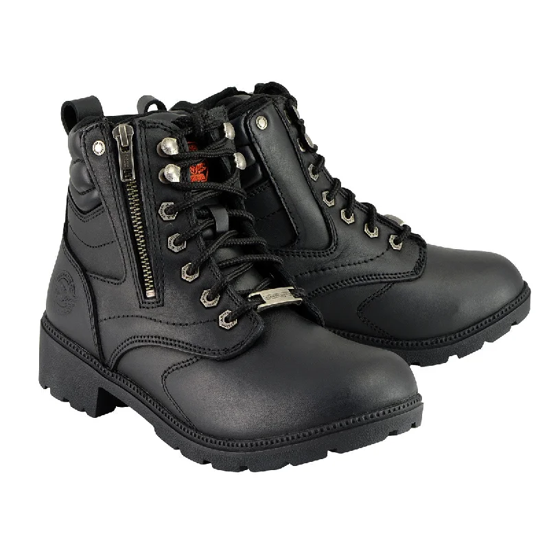 Cozy Lounge Wear Milwaukee Leather MBL9320W Women's Black Premium Leather Wide-Width Lace-Up Motorcycle Rider Boots Cozy Lounge Wear Milwaukee Leather MBL9320W Women's Black Premium Leather Wide-Width Lace-Up Motorcycle Rider Boots