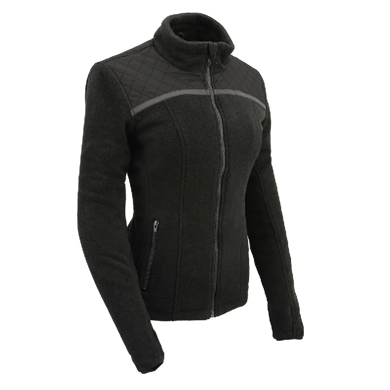 Personalized Wear Milwaukee Leather MPL2784 Women's Black Micro Fleece Jacket with Reflective Stripes Personalized Wear Milwaukee Leather MPL2784 Women's Black Micro Fleece Jacket with Reflective Stripes
