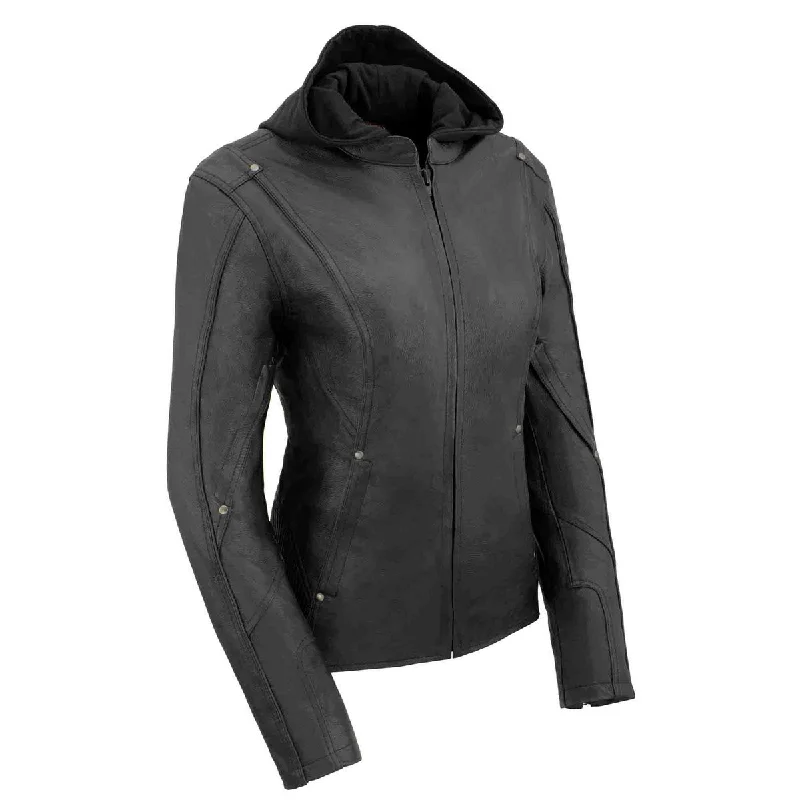 New Products Milwaukee Leather MLL2555 Women's Black 3/4 Hooded Leather Jacket with Side Stretch New Products Milwaukee Leather MLL2555 Women's Black 3/4 Hooded Leather Jacket with Side Stretch
