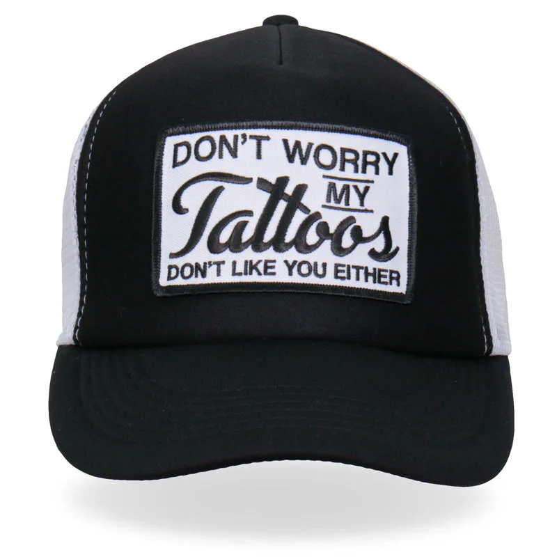 Designer Style Hot Leathers GSH1035 Don't Worry Tattoo Trucker Hat