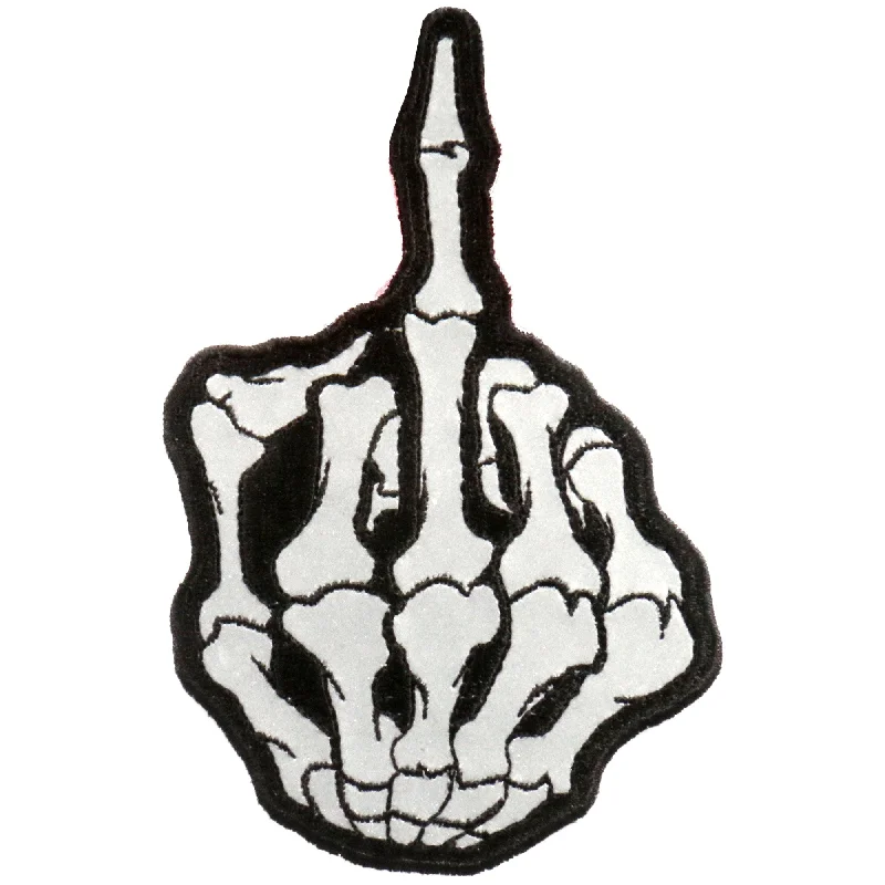 Luxury Classic Hot Leathers PPB1013 Skeleton Middle Finger Reflective 3" x 5" Patch Luxury Classic Hot Leathers PPB1013 Skeleton Middle Finger Reflective 3" x 5" Patch