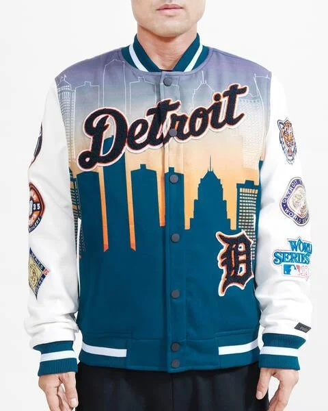 Carefree Style MLB DETROIT TIGERS REMIX VARSITY MEN'S JACKET (BLACK/WHITE)
