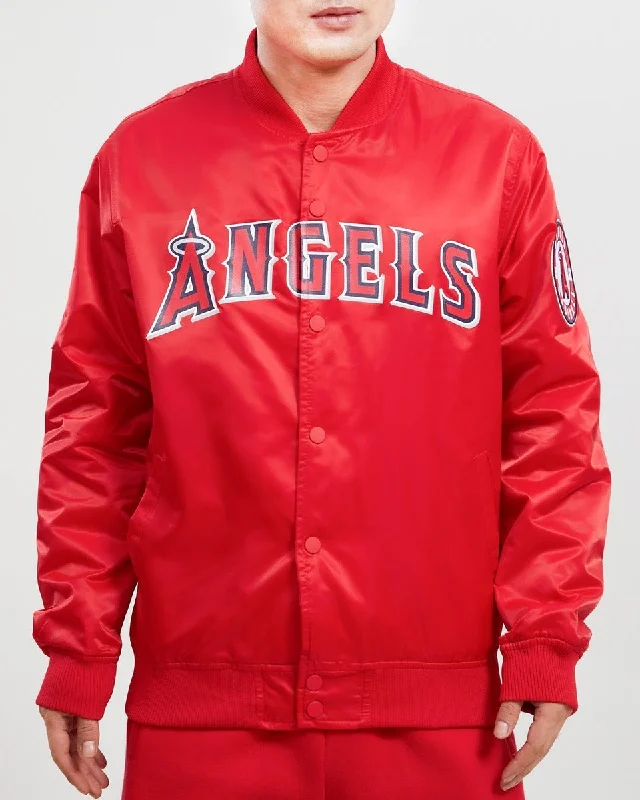 Trendy Comfort MLB LOS ANGELES ANGELS TEAM BIG LOGO MEN'S SATIN JACKET (RED)