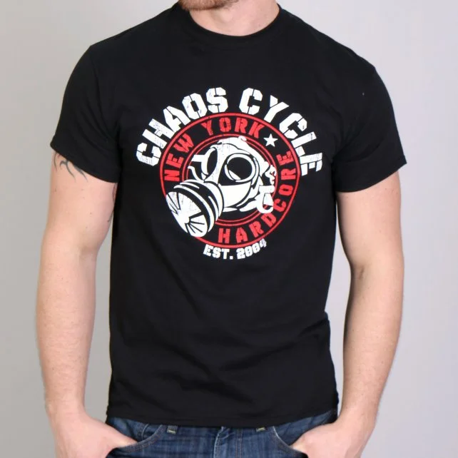 Relaxed Fit Official Chaos CCM1001 Men’s Cycle Gas Mask Logo Black T-Shirt