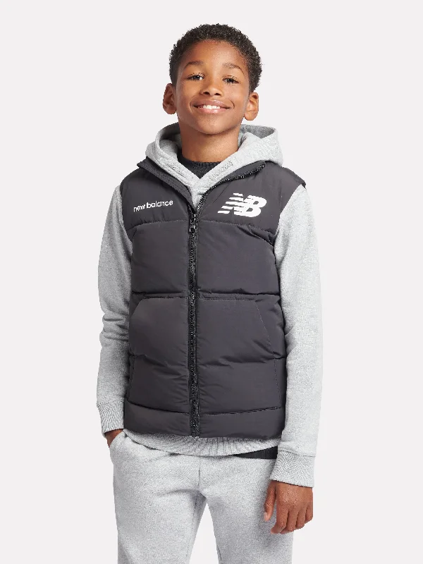 Easy Chic Wear New Balance Boys Logo Quilted Gilet in Black