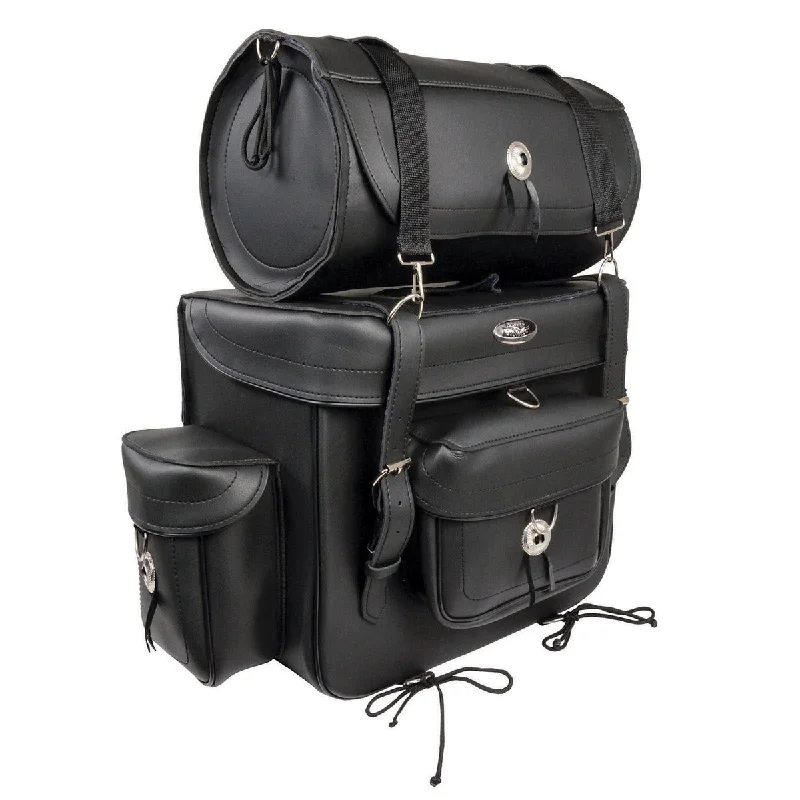 Warm Chic Milwaukee Leather SH539 Large Black Motorcycle PVC Large 2 Piece Touring Sissy Bar Bag Warm Chic Milwaukee Leather SH539 Large Black Motorcycle PVC Large 2 Piece Touring Sissy Bar Bag