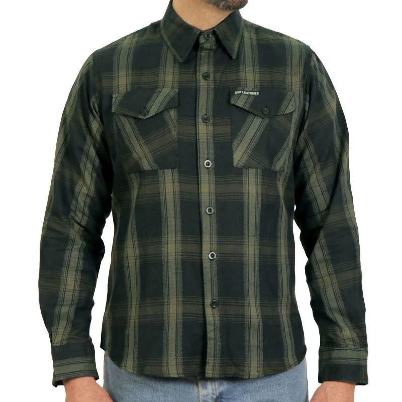 Elegant Temperament Hot Leathers FLM2018 Men's Black and Green Long Sleeve Flannel Shirt Elegant Temperament Hot Leathers FLM2018 Men's Black and Green Long Sleeve Flannel Shirt