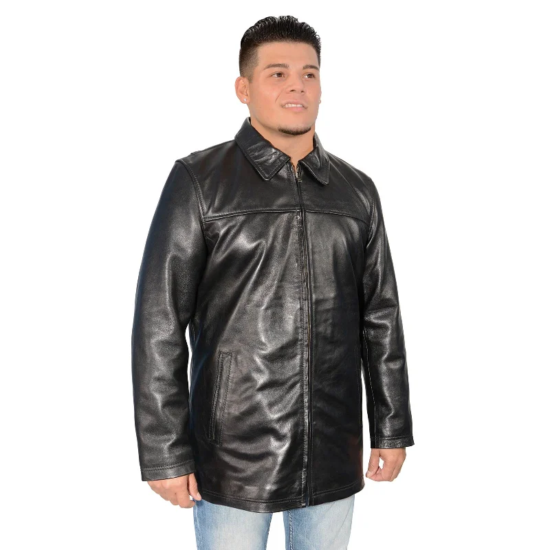 Youthful Vitality Milwaukee Leather SFM1820 Men's Classic 'JD' Black Lambskin Leather Jacket with Zipper Closure Youthful Vitality Milwaukee Leather SFM1820 Men's Classic 'JD' Black Lambskin Leather Jacket with Zipper Closure
