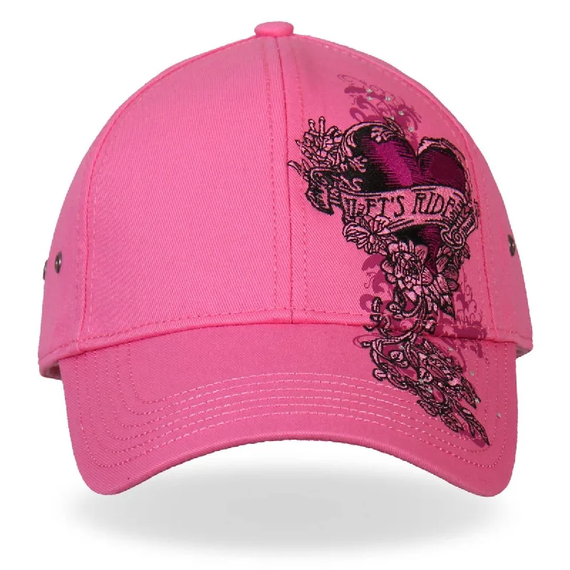 Dynamic Fashion Hot Leathers BCA1043 Ladies Let's Ride Heart Pink Ball Cap