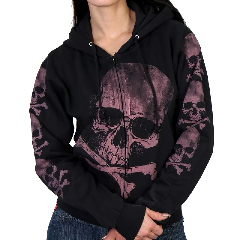 Fashion Elements Hot Leathers GLZ4324 Ladies ‘Skull and Crossbones' Jumbo Print Ladies Hooded Sweatshirt Fashion Elements Hot Leathers GLZ4324 Ladies ‘Skull and Crossbones' Jumbo Print Ladies Hooded Sweatshirt