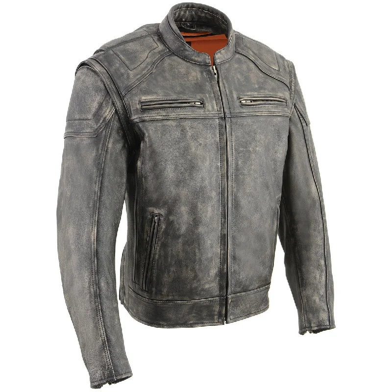 Warm And Comfortable Milwaukee Leather MLM1509 Men's Distressed Brown ‘2 in 1’ Leather Jacket with Zip-Off Sleeves Warm And Comfortable Milwaukee Leather MLM1509 Men's Distressed Brown ‘2 in 1’ Leather Jacket with Zip-Off Sleeves