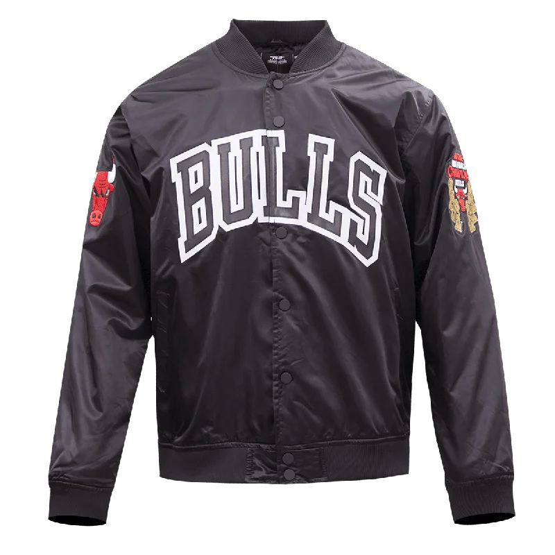 Energy Plan NBA CHICAGO BULLS WORDMARK MEN'S SATIN JACKET (BLACK)