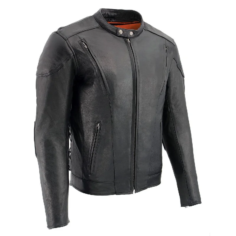 Sporty Elegance Milwaukee Leather LKM1765 Men's Black Leather Racer Style Side Laced Motorcycle Jacket w/ Ventilation System Sporty Elegance Milwaukee Leather LKM1765 Men's Black Leather Racer Style Side Laced Motorcycle Jacket w/ Ventilation System